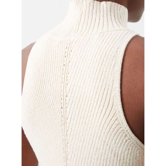 PROENZA SCHOULER High-Neck Ribbed Cotton-Blend Tank Top in Ecru NWT Size Small - Picture 5 of 9